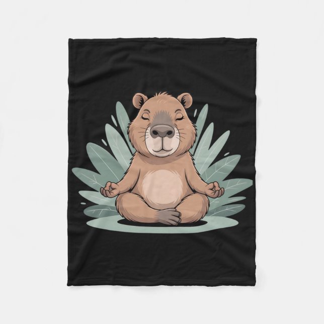 Capyra Meditating Cute Yoga Tee Yogi Meditation  Fleecefilt (Framsidan)