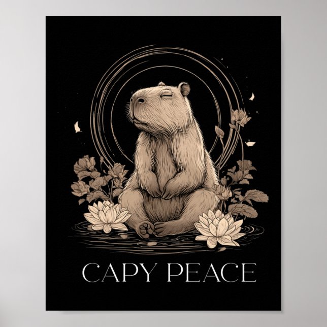 Capyra Peace Cute Yoga  Poster (Framsidan)