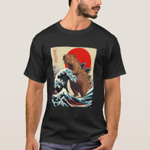 Capyzilla Capybara Japansk Art Retro Rodent Funny T Shirt