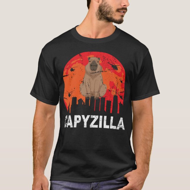 CapyZilla Funny Capybara Rodent T Shirt (Framsida)