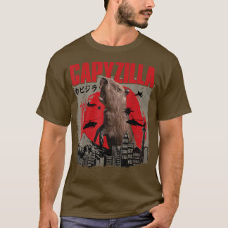 Capyzilla Funny Cute Capybara Art Japansk solnedgå T Shirt