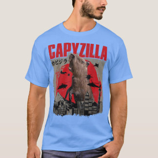 Capyzilla Funny Cute Capybara Art Japansk solnedgå T Shirt
