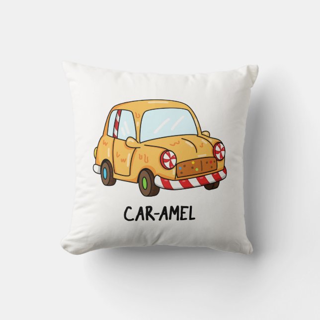Car-amel Funny Candy Car Pun Kudde (Framsida)