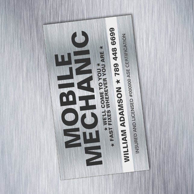 CAR / AUTO MECHANIC AUTOMOTIVE REPAIR SERVICE MAGNETISKA VISITKORT (local auto repair business magnets, mobile mechanic magnetic business cards, custom automotive shop )