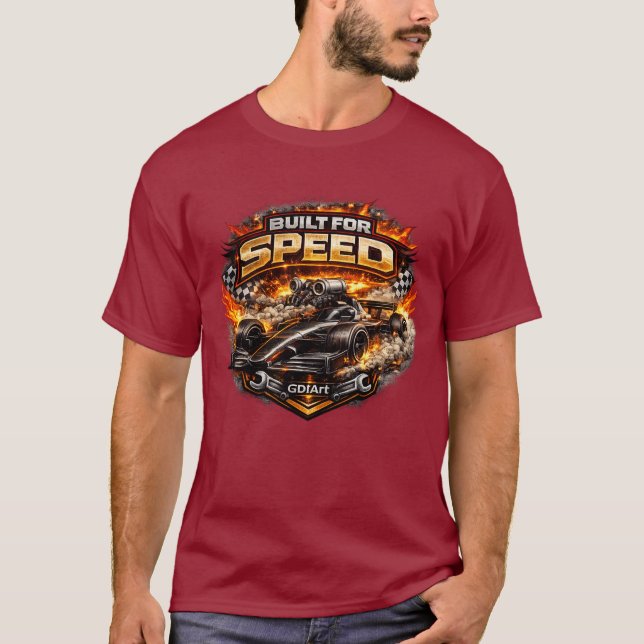 Car - BUILT FOR SPEED T Shirt (Framsida)