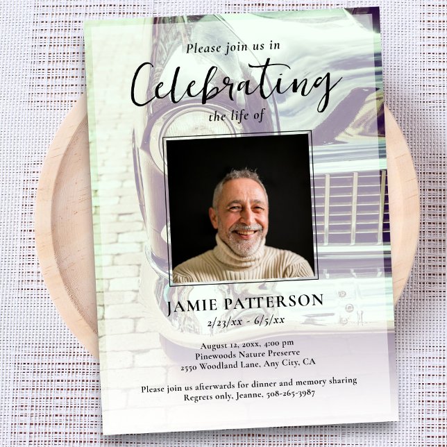 Car Collector Celebration of Life Photo, Funeral Inbjudningar (Skapare uppladdad)