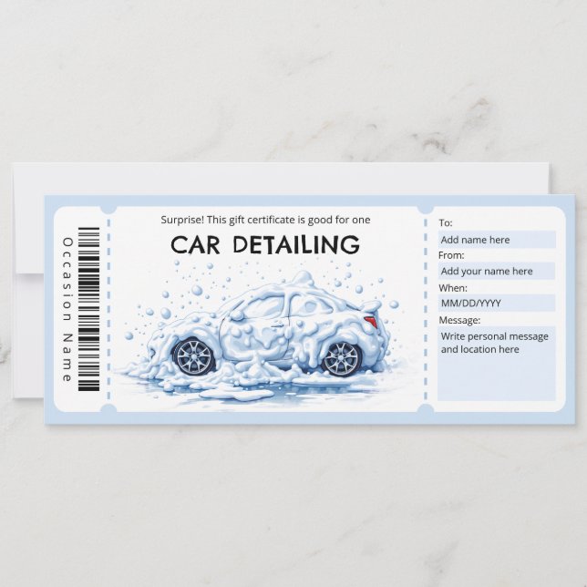 Car Detailing Gift Certificate Inbjudningar (Framsida)