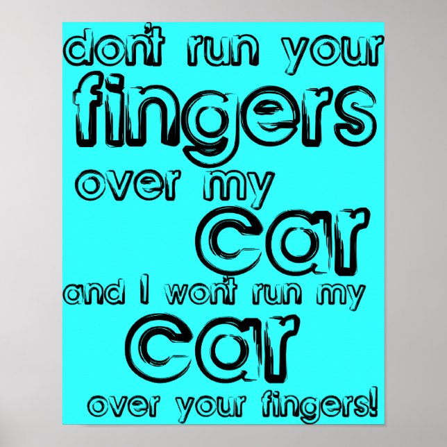 Car Finger Funny Poster Sign (Framsidan)