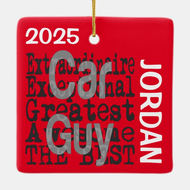 Car Guy Extraordinaire Julgransprydnad Keramik (Baksida)