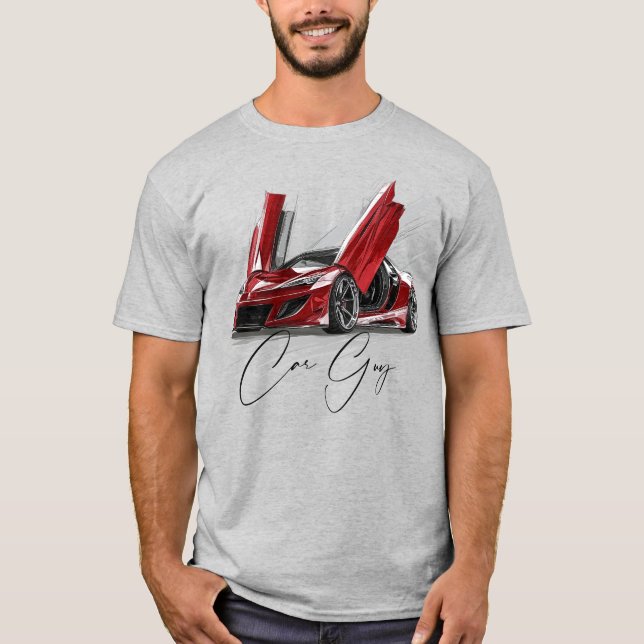 Car Guy Red Tävling Sports Car Supercar Teenager T Shirt (Framsida)