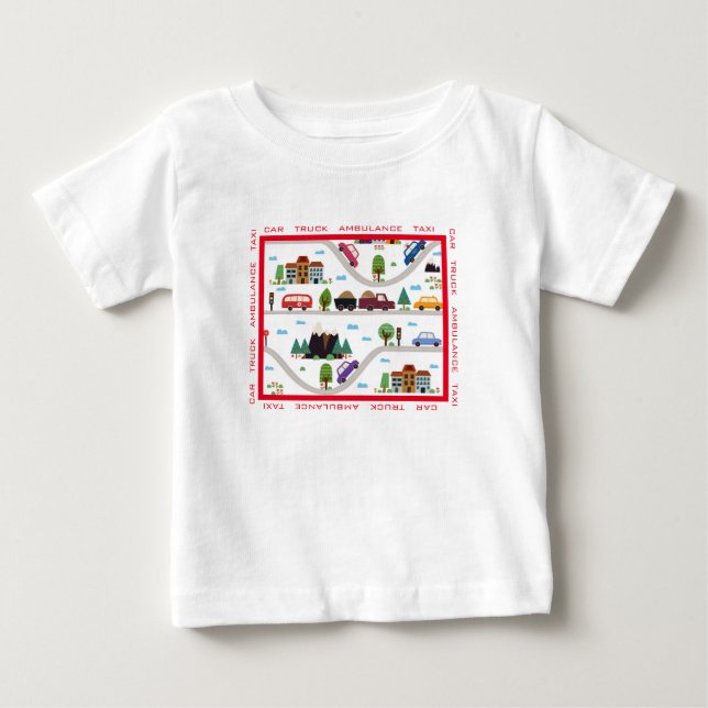 Car Lastbil Ambulance Taxi City Scape T Shirt (Framsida)