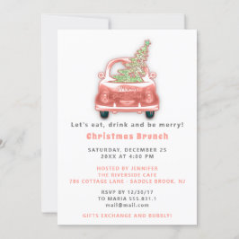 Car Lastbil God jul Brunch Dinner White Inbjudningar