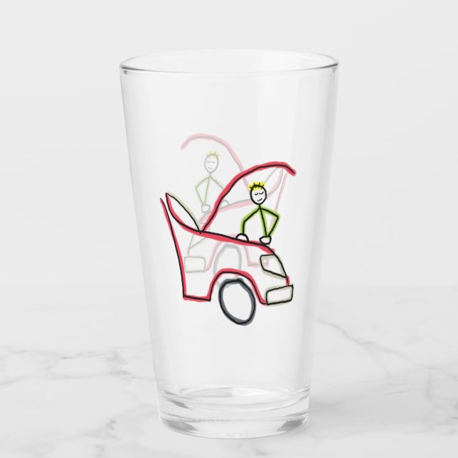 Car Mechanic Stickman Glaskopp (Framsida)