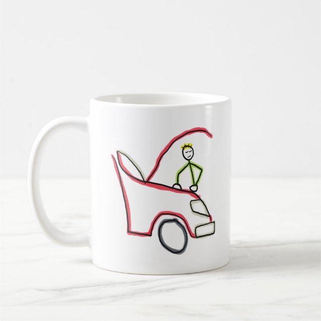 Car Mechanic Stickman Kaffemugg (Vänster)
