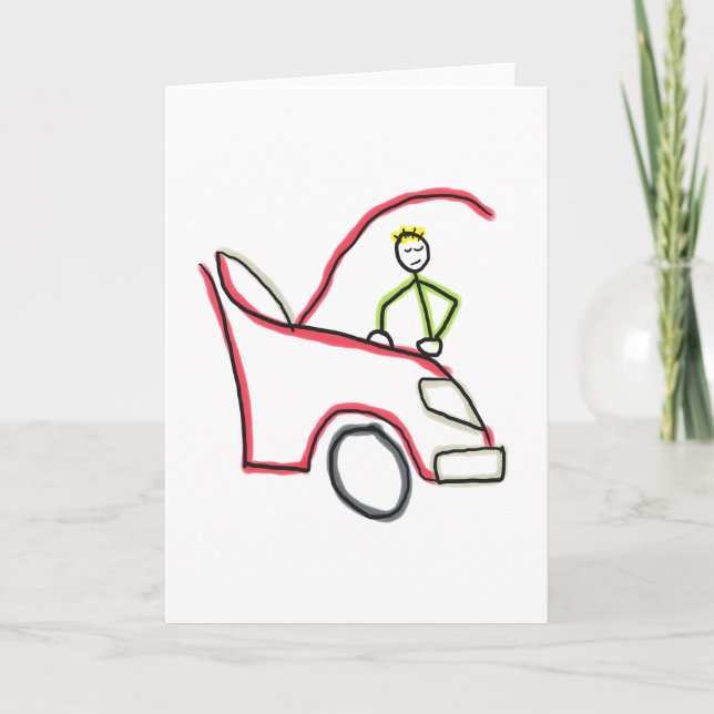 Car Mechanic Stickman Kort (Framsida)