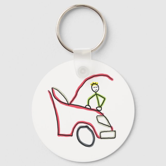 Car Mechanic Stickman Nyckelring (Framsida)