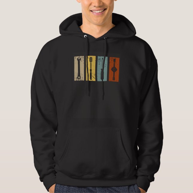 Car Mechanic Typical Tools Retro Craftsman Hoodie (Framsida)