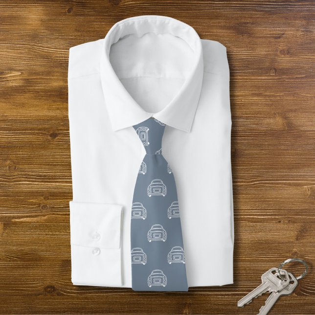 Car Mönster Lapis Grått Figaro Figaration Neck Tie Slips (A fun figgy pattern tie for the Lapis Grey figaro owner)