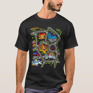Car Play Mat Race Track Road Map Rug Design Illust T Shirt