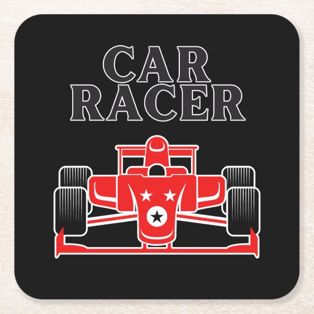 Car Racer Underlägg Papper Kvadrat (Framsidan)