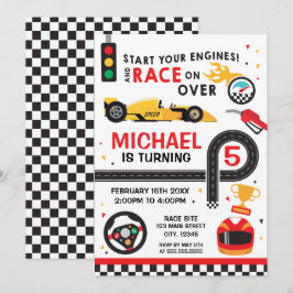 Car Racing Birthday kid Invitation Inbjudningar
