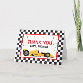 Car Racing Birthday Thank you card Tack Kort