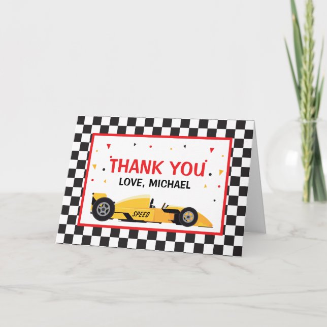 Car Racing  Birthday Thank you card Tack Kort (Framsida)