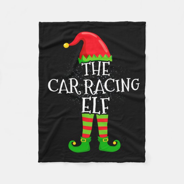 Car Racing Elf Family Matching Christmas Group  Fleecefilt (Framsidan)