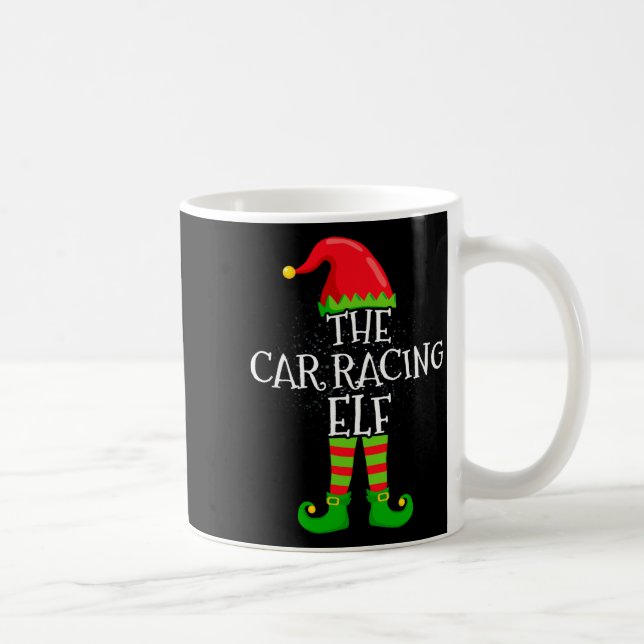 Car Racing Elf Family Matching Christmas Group  Kaffemugg (Höger)
