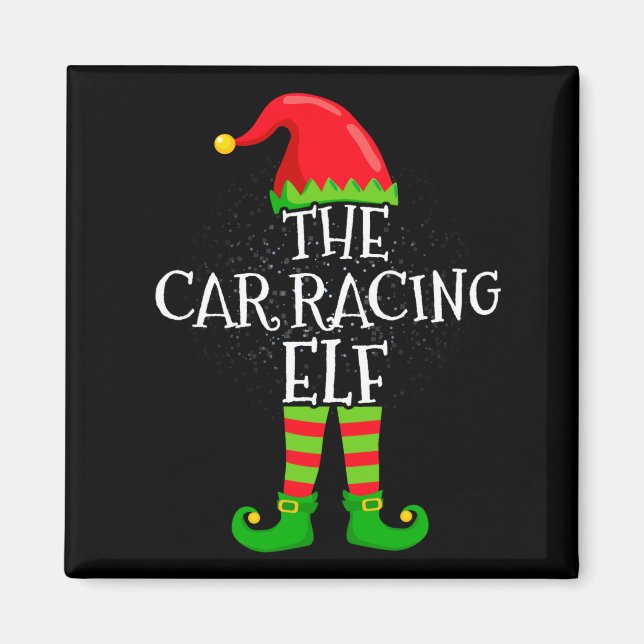 Car Racing Elf Family Matching Christmas Group  Magnet (Framsidan)