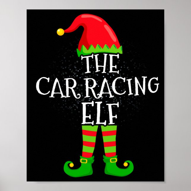 Car Racing Elf Family Matching Christmas Group  Poster (Framsidan)