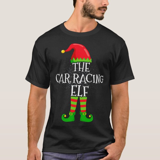 Car Racing Elf Family Matching Christmas Group  T Shirt (Framsida)
