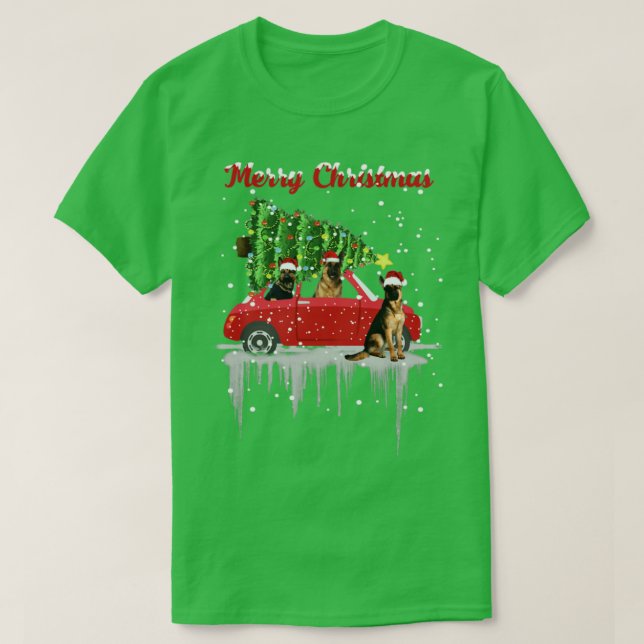 Car Red Lastbil Julgran T Shirt (Design framsida)