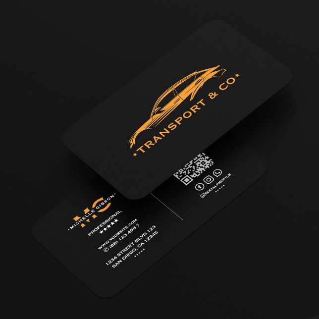 Car Rent Cab Driver Black Orange Chauffeur Visitkort (Car Rent Cab Driver Black Orange Chauffeur Business Card
)