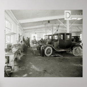 Car Repair Garage, tidigt 1900-talet Poster