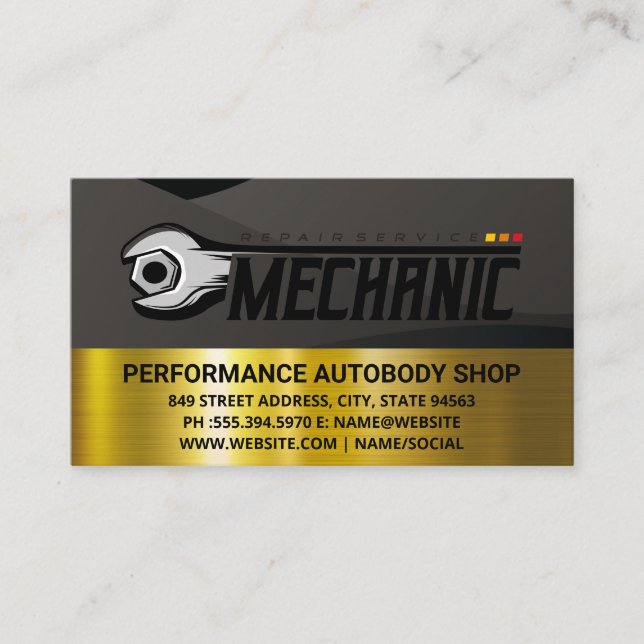 Car Repair Logo Wrenches | Auto Shop Care Visitkort (Framsida)
