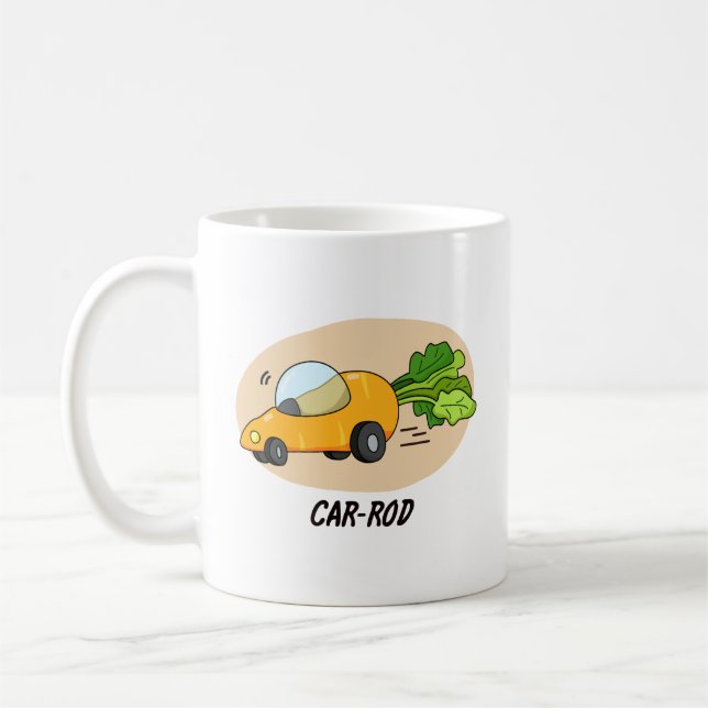 Car-rod Funny Carrot Pun Kaffemugg (Vänster)