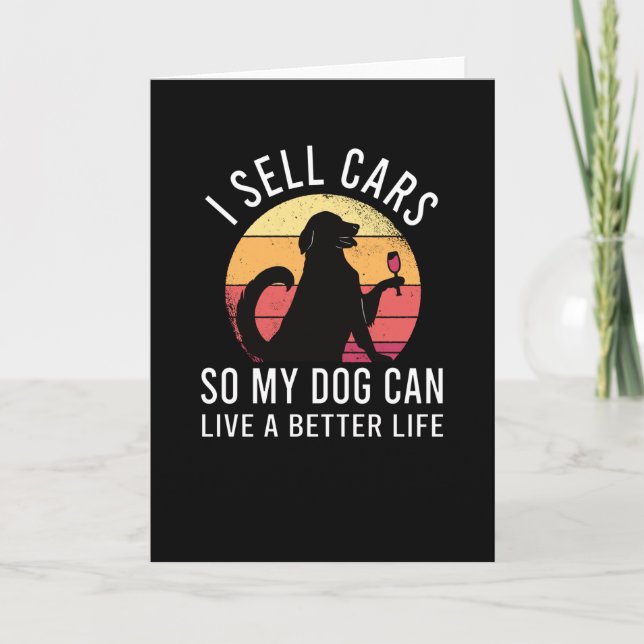 Car Salesman Gift for Auto Seller med Hund Kort (Framsida)