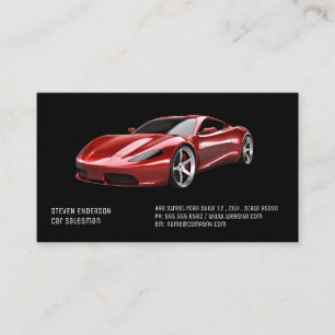 Car Salesman   Red Sports Car Visitkort