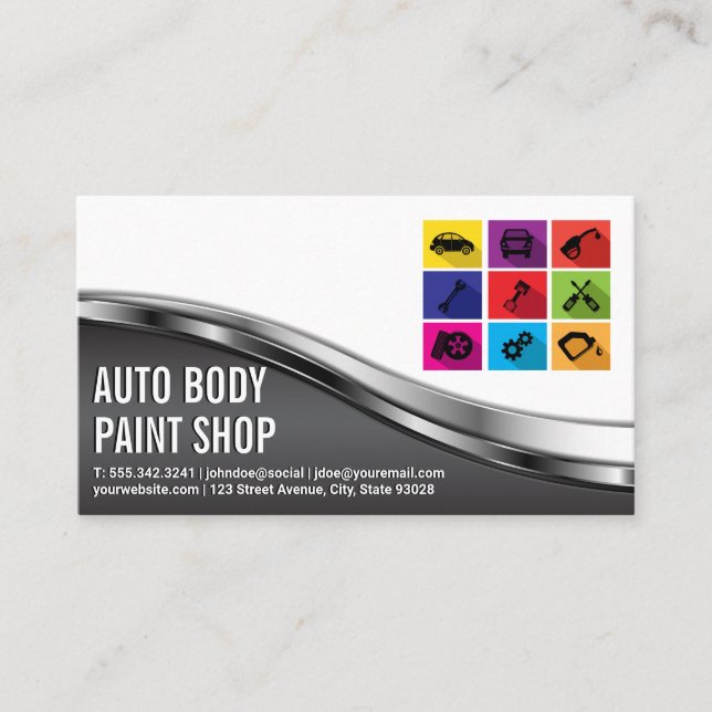 Car Shop | Auto Service Icons Visitkort (Framsida)