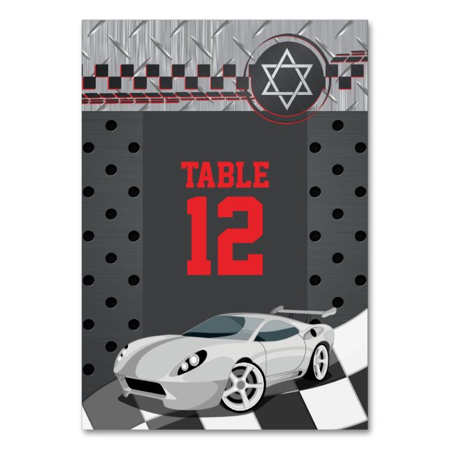 Car Tävla Racecar Pub Mitzvah Bordsnummer (Framsidan)