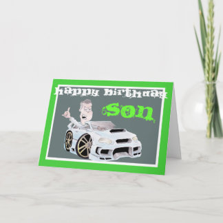 CAR TOON SON-födelsedagskort Kort