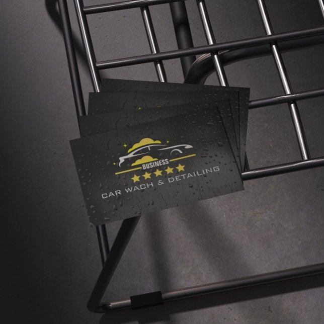 Car Wach & Auto detailing rofessional Water black Visitkort (Skapare uppladdad)