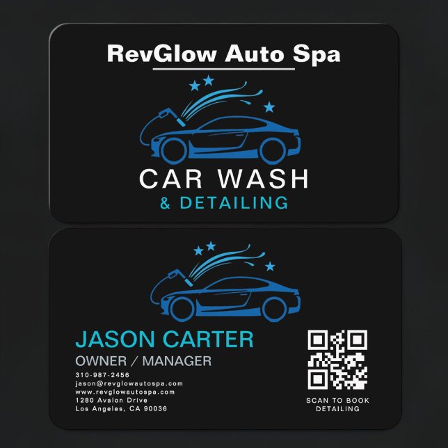 Car Wash & Detailing QR Code  Visitkort (Skapare uppladdad)