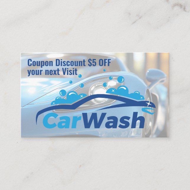 Car Wash Graphics | Soap Bubbles | Auto Service Visitkort (Framsida)