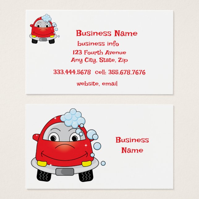 Car Wash Mobile Detailers Vehicle Cleaning Service Visitkort (Framsida & baksida)