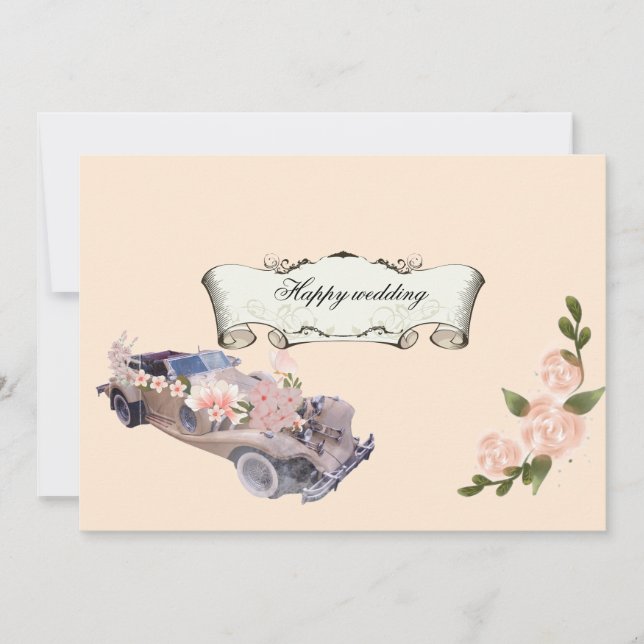 Car wedding Navy Floral Bridal Shower &Recipe All  Inbjudningar (Framsida)