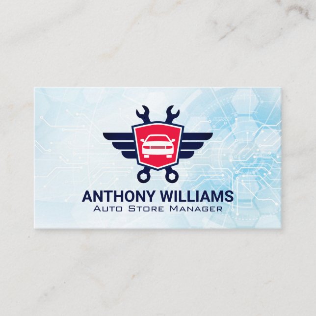 Car Wrenches | Futuristiskans bakgrund Visitkort (Framsida)