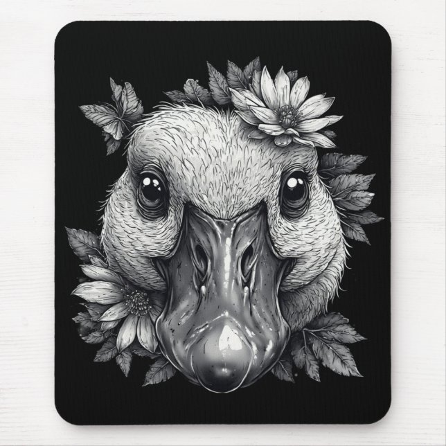 Cara the Goose with Flowers - Mouse Pad Musmatta (Framsidan)