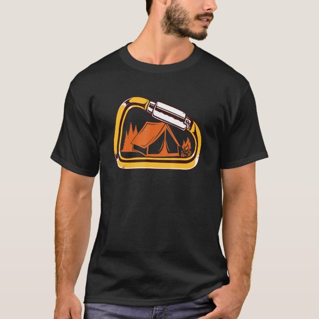 Carabiner Camping Campfire Sten klättring T Shirt (Framsida)